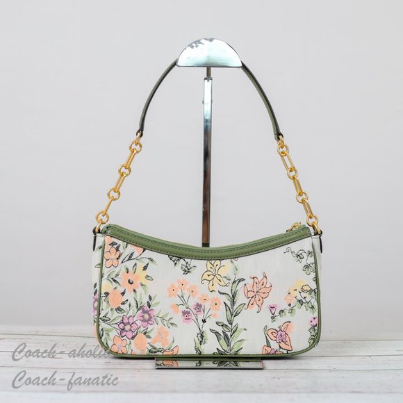 NWT Tory Burch 86558 T Monogram Brocade Shoulder Bag Crossbody in Winter Sage - Picture 5 of 10